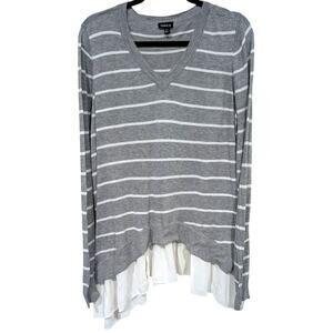 Torrid Vintage Y2K 2001 Layered Sweater sz 2 Gray and White Striped